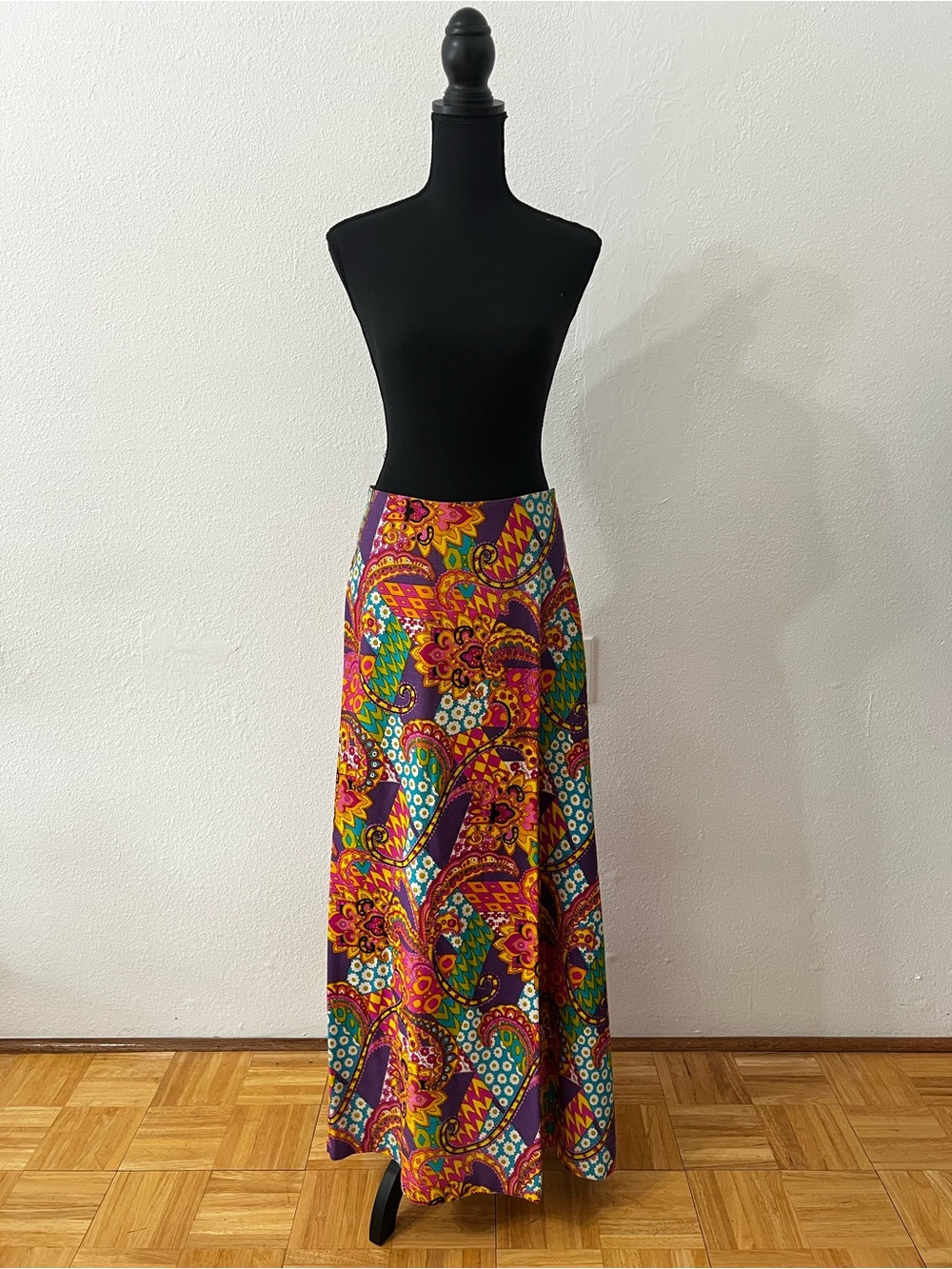 Vintage 70s Psychedelic Maxi Skirt Retro Dopamine Dressing Festival Groovy Disco